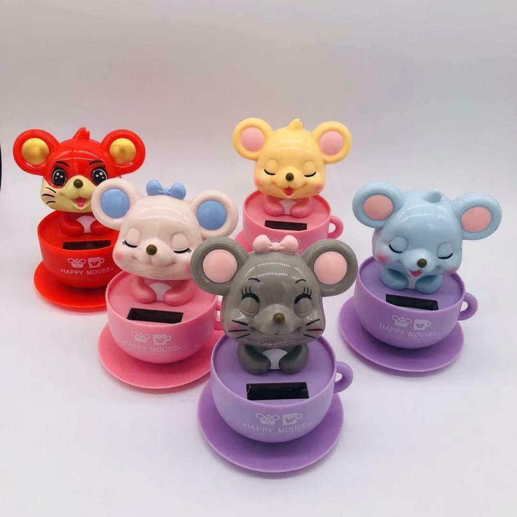 4x Solar Powered Dancing Animal Kids Bobble Toys Cat Rat Ornament Office