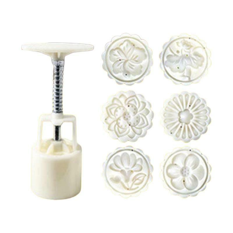 Plastic Mooncake Molds 50g Flowers Stamps Cookie Cutters Moulds DIY Baking Tools
