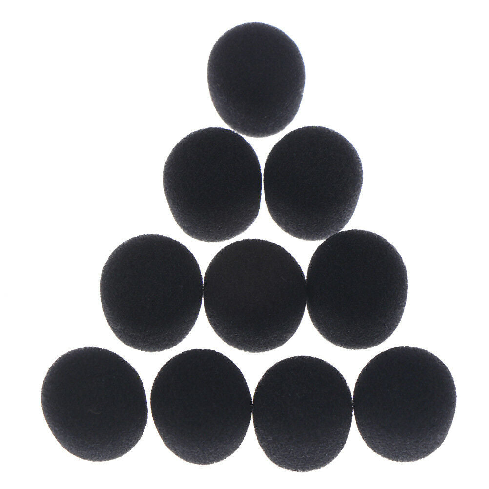 10x Practicals Small Black Microphone Headset Windscreen Sponge Foam Mic Covers