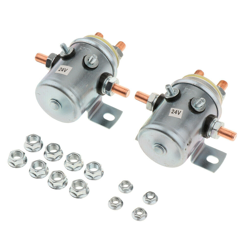 2x Solenoid Relay Switch 6-Terminal for Winch Golf Cart Continuous Duty 24V