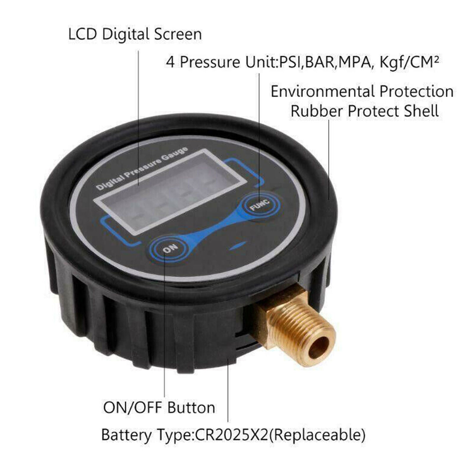 1/8 NPT Tire Pressure Guage Digital Car Truck Air PSI Meter Tester Tyre Gauge