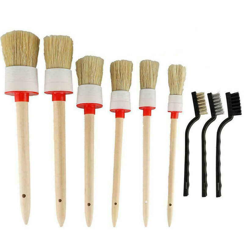 13PCS Car Detailing Brush Kit Boar Hair SUV Interior Washing For Wheel Cleanning