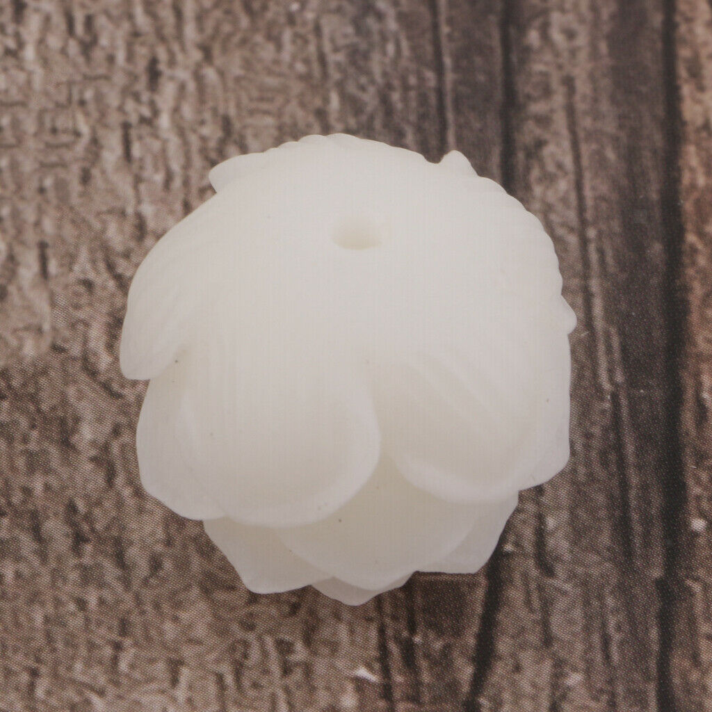 White Buddhism Jade Bodhi  Carved Lotus Beads DIY Jewellery Making Charm