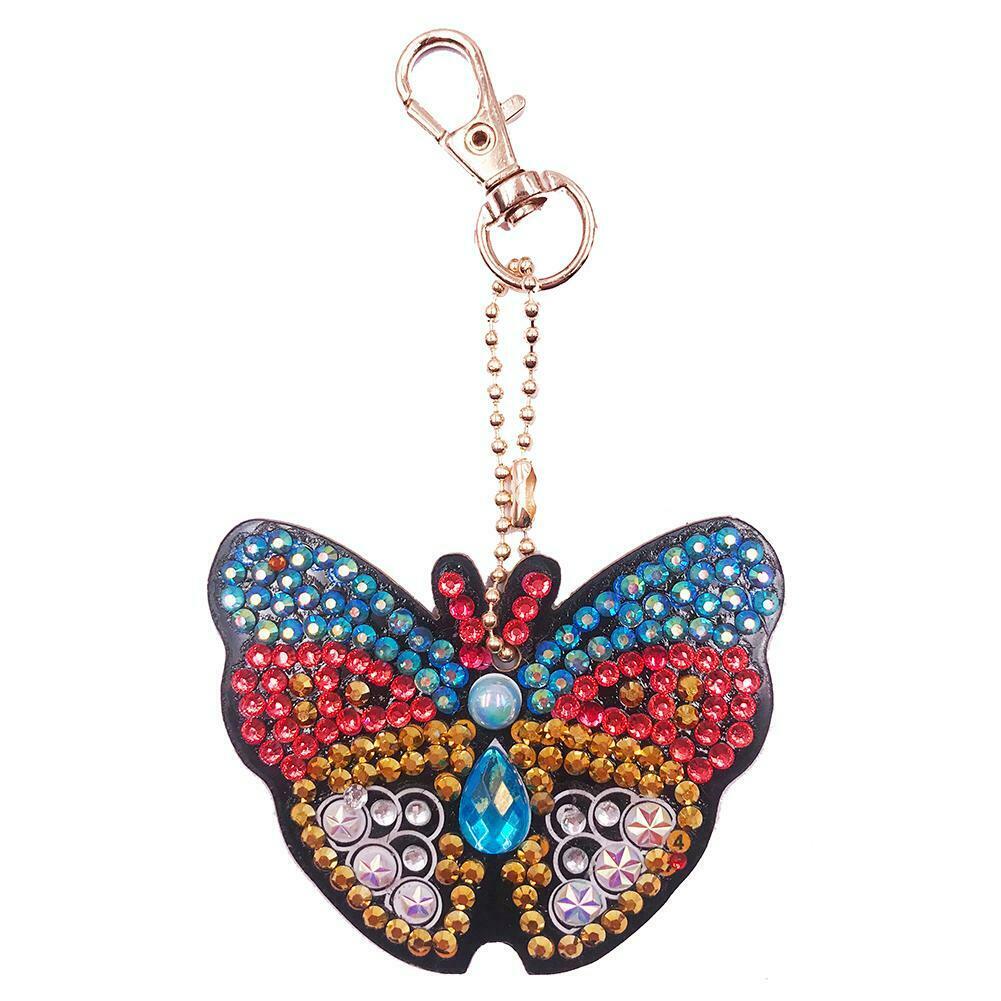 4pcs DIY Butterfly Full Drill Special Shaped Diamond Painting Keychain Gift @