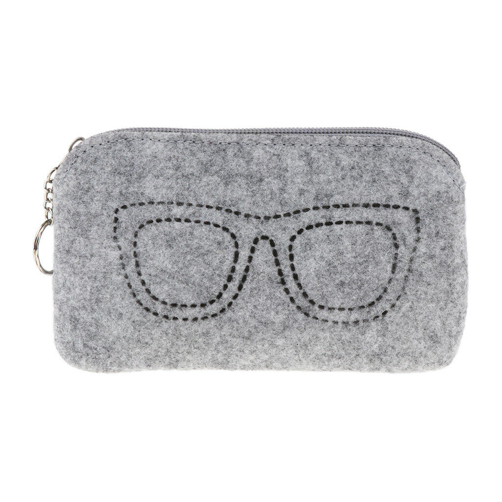 5 Pieces Felt Eyewear Eyeglass Case Sunglasses Pouch Storage Bag Light Grey