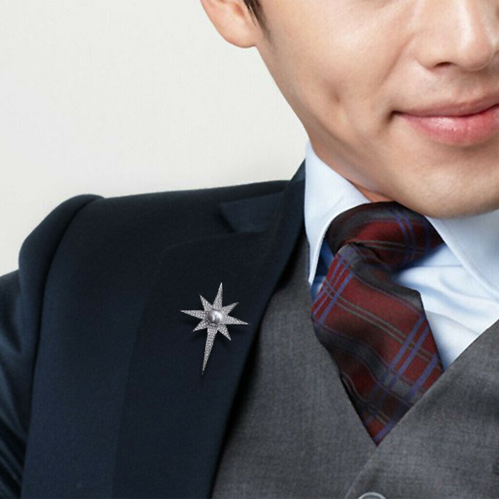 Elegant star style crystal stones brooch wedding jewelry gift -