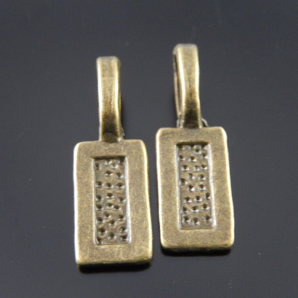 40 pcs Antiqued Bronze Rectangle Glue On Bails Earring Pendant Jewellery Making