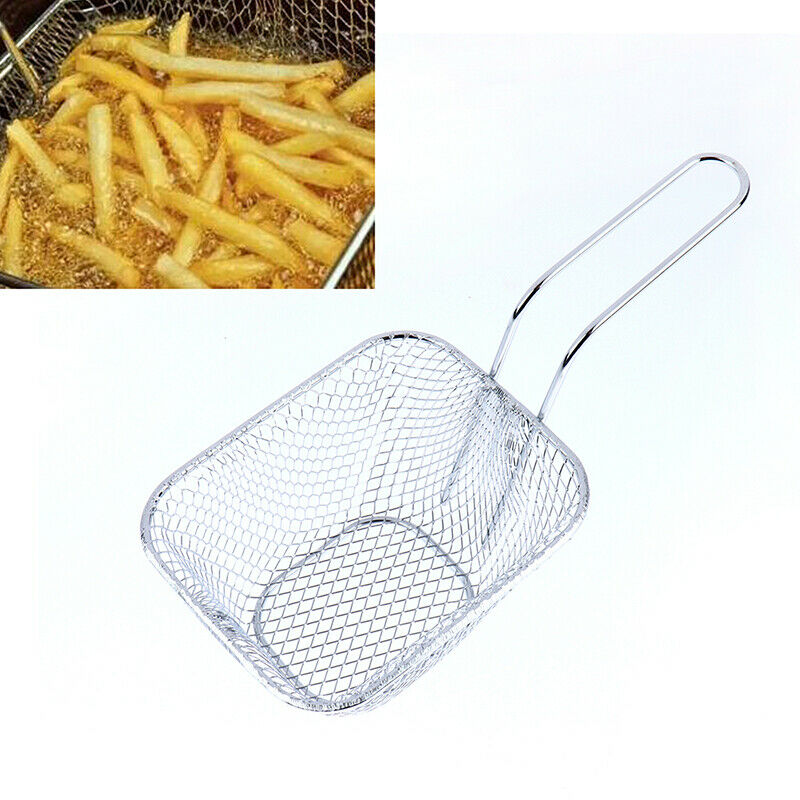French Fries Basket Portable Stainless Steel Chips Kitchen Mini Frying Ba.l8