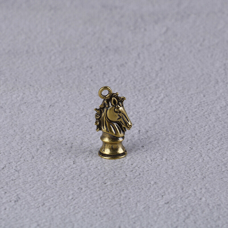 1pc Brass Handmade Chess Horse Pendant Zodiac Horse Head Key Rings Pendan.l8