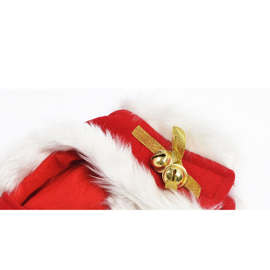 Pet Christmas Cloak Costume with Bells Thicken Fabric Dog Clothes Apparel L