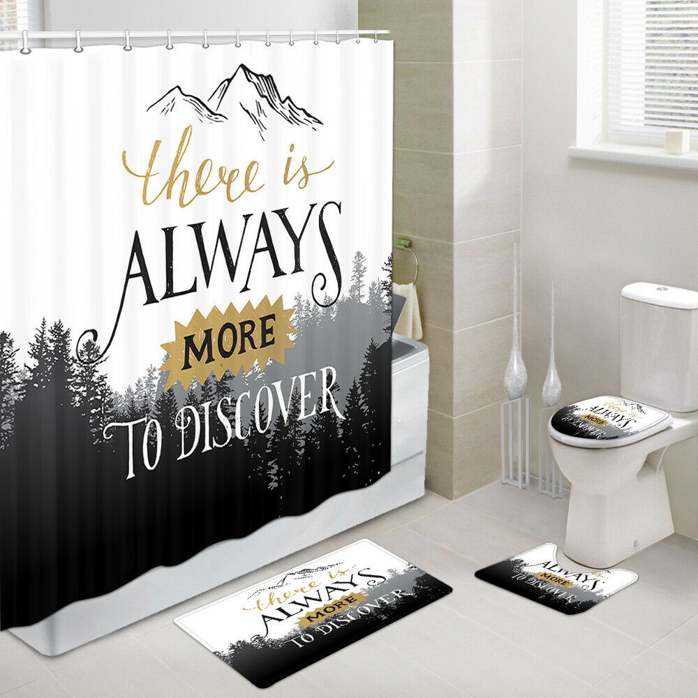 Forest and Adventure Shower Curtain Set Bath Rug Toilet Lid Seat Cover 4PCS-Set