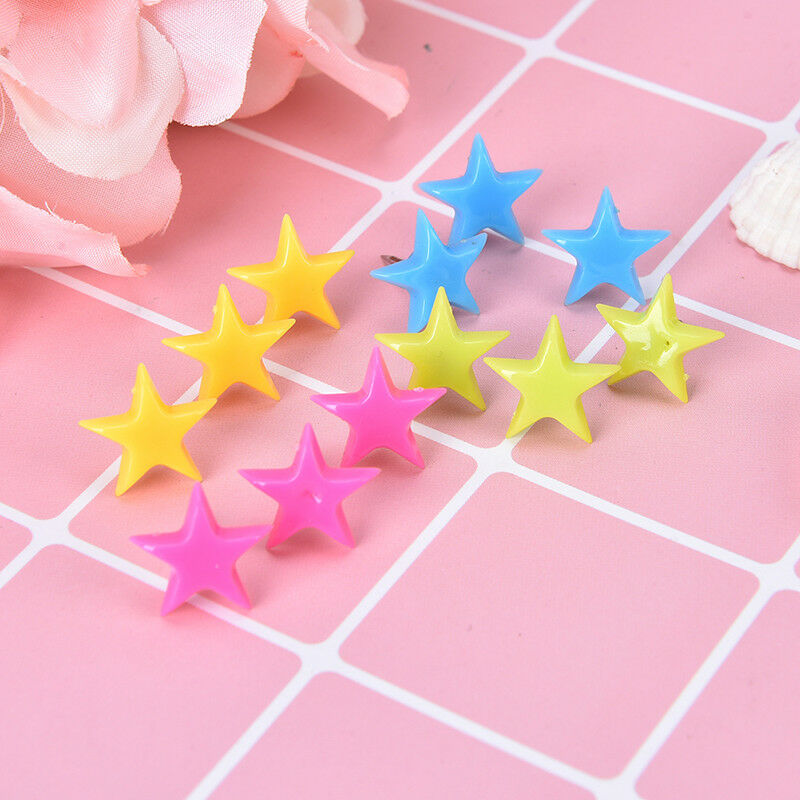 12 star multi-coloured translucent assorted push pins drawing cork board offY1