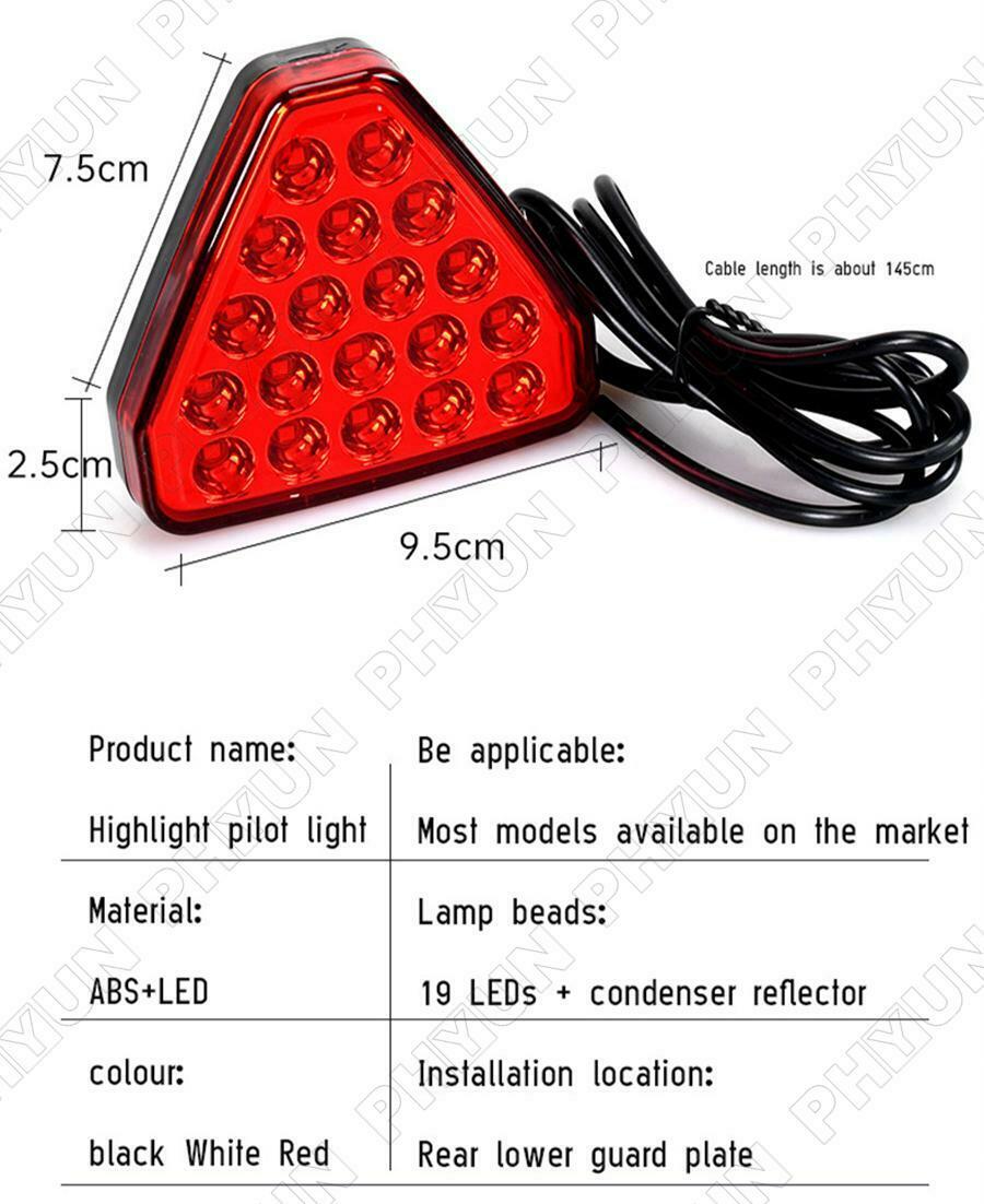 Red Triangle 12 LED Rear Stop Tail Lamp 3rd Brake Strobe Flicker Light Universal