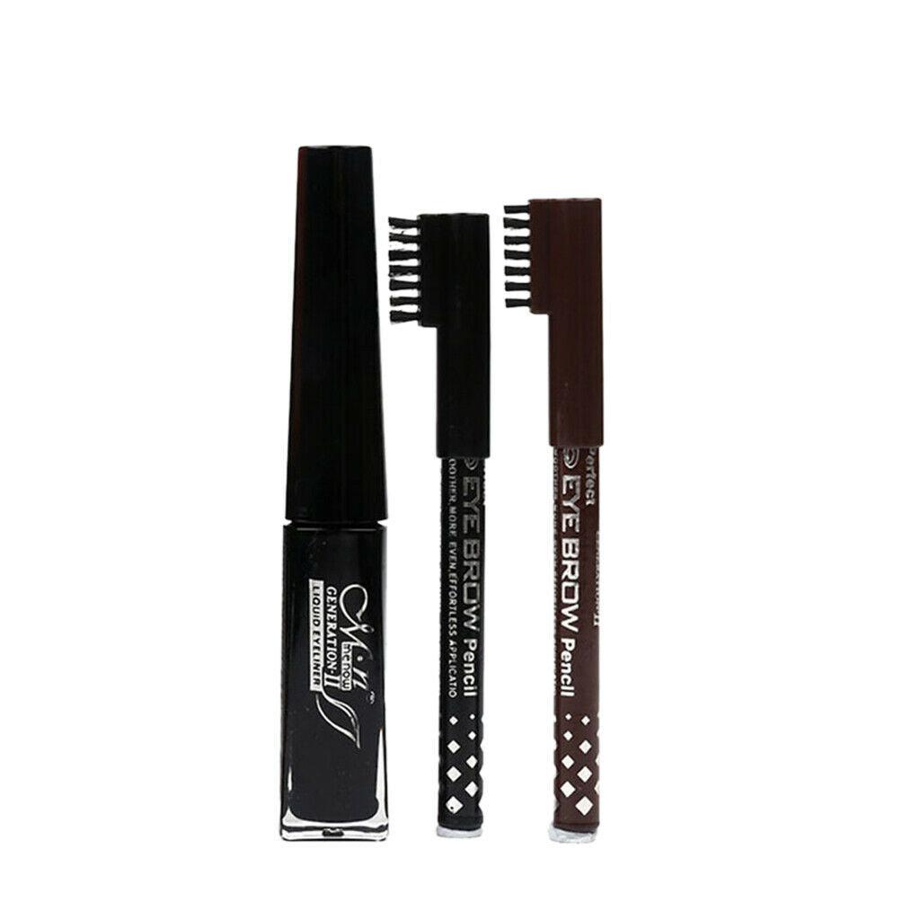 Natural Black Fiber Mascara Eyelashes Makeup Tool with 2 Pieces Eyebrow Pencils
