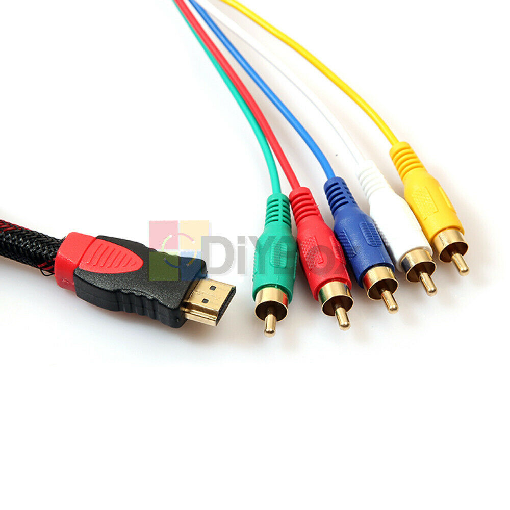 1080P HDMI Male to 5 RCA RGB Audio YPbPr Audio AV Component Convertor Cable Lead