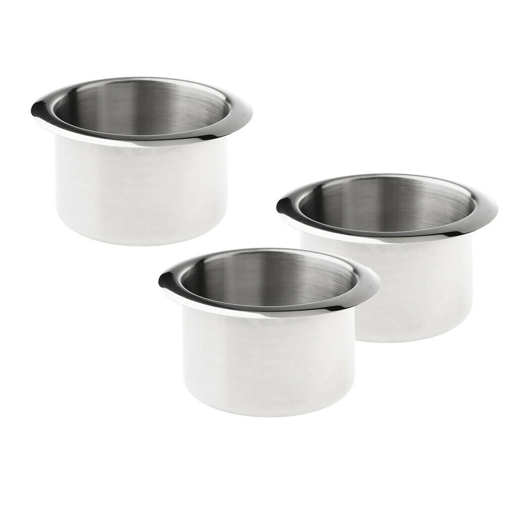 3x Stainless Steel Cup Drink Holder Polished for Marine Car Truck Camper RV