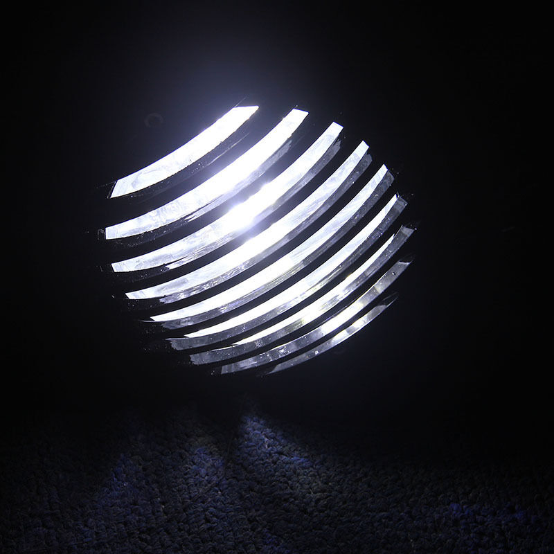 Motorcycle Finned Grill LED Headlight For Suzuki Chopper Bobber Cafe Racer Black