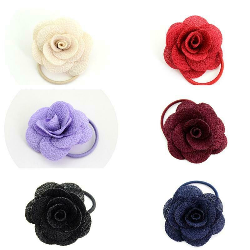 13Pcs Baby Girl Elastic Hair Band Rope Rose Flower Ponytail Holder Accessories