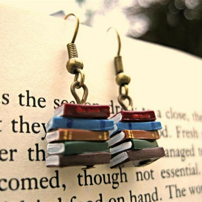 School Retro Library  Earrings Multicolor Books Earrings Fashion Woman Je.l8