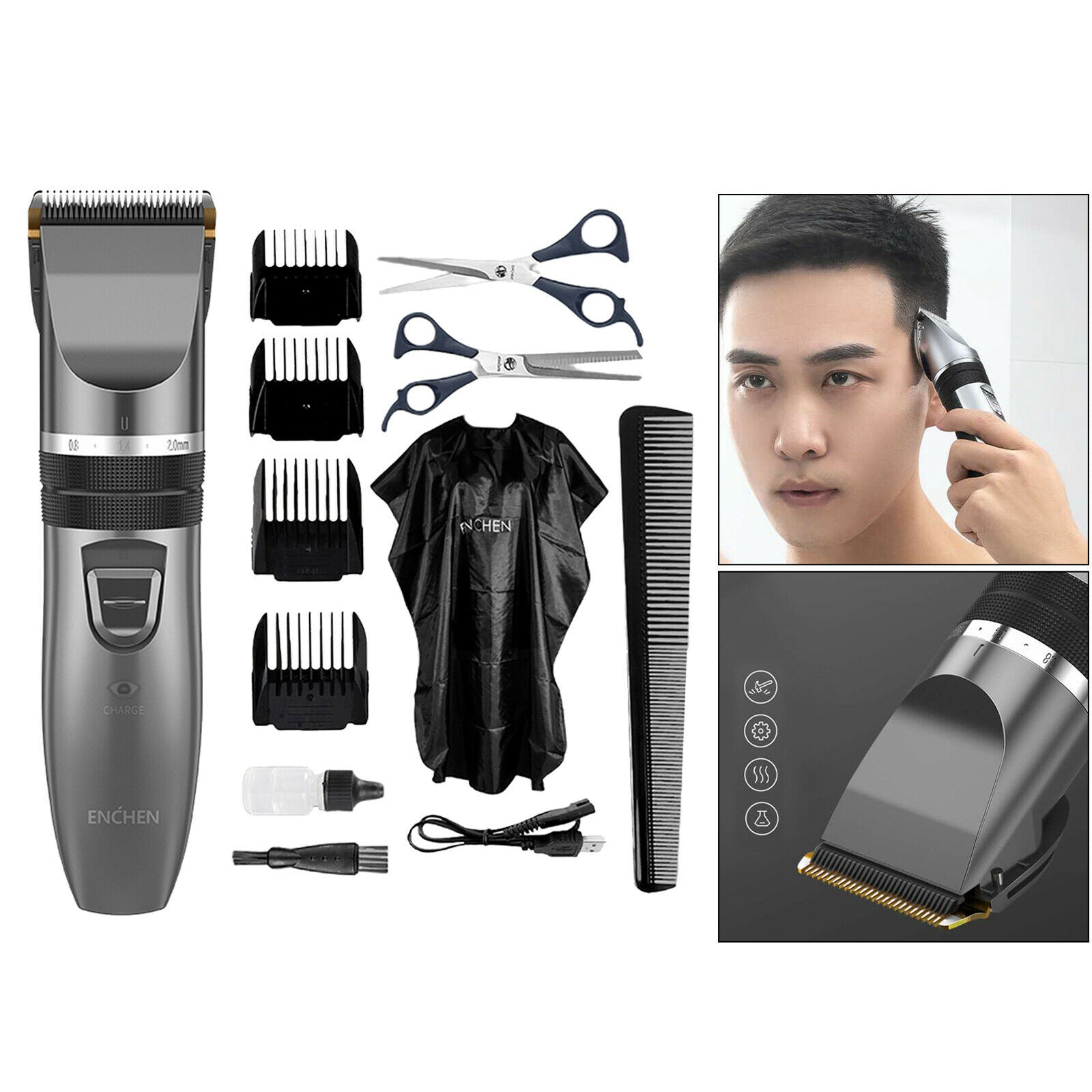 2x Home Kids Men Barber Electric Hair Clipper & Accessories Rechargeable