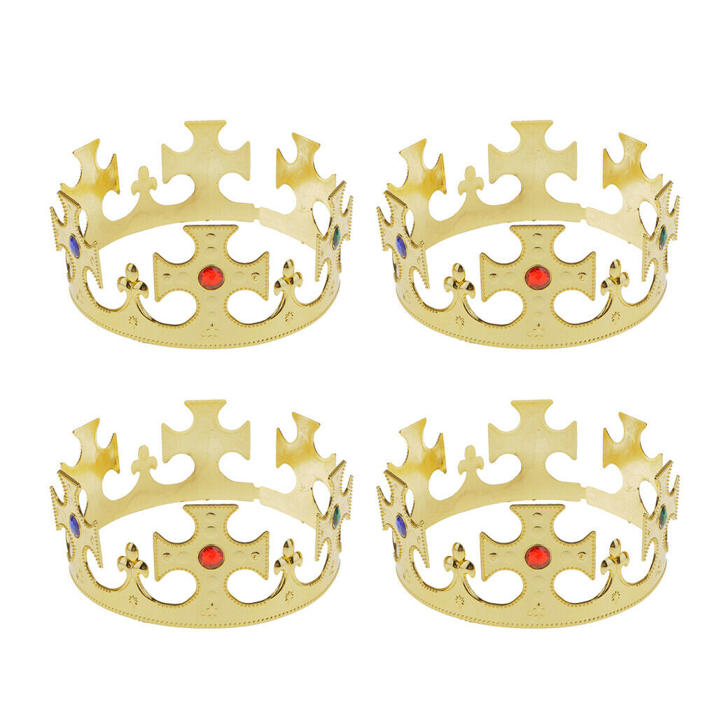 4 Pieces Rhinestone Royal Queen Crown Cross 23in Dress Party Props Favor
