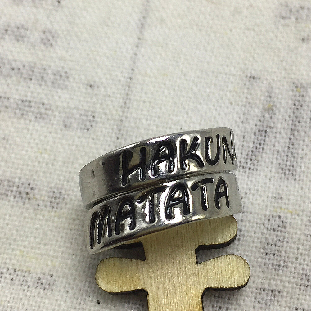 1 Pc Fashion Women Punk Heart Letter "Hakuan Matata" Open Twist Finger Rin.l8
