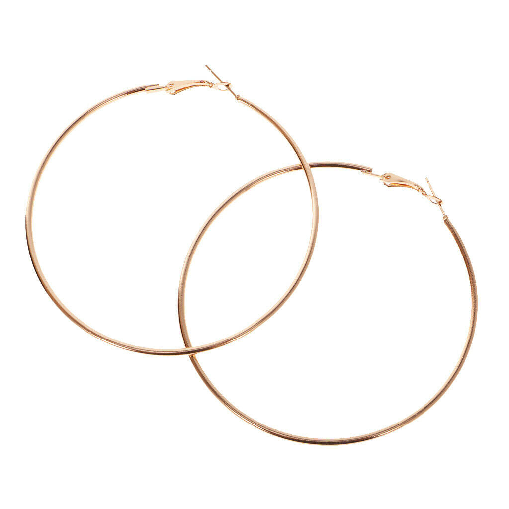 6 Pairs Fashion Women Girls Punk Alloy Smooth Big Large Round Hoop Earrings