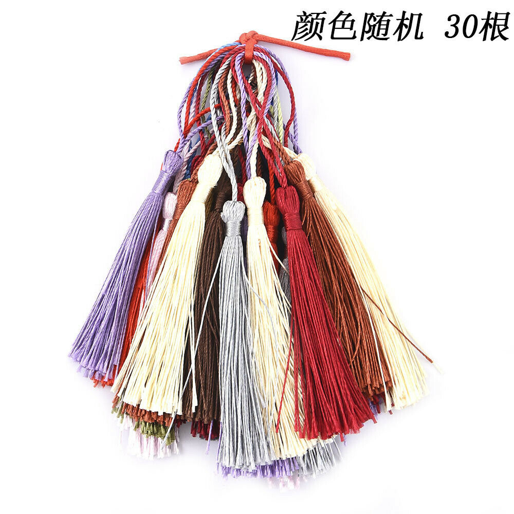 30 *Silky Tassels 13cm For Craft Sewing Costume Decoration (8cm Tassel 5cm Loop)