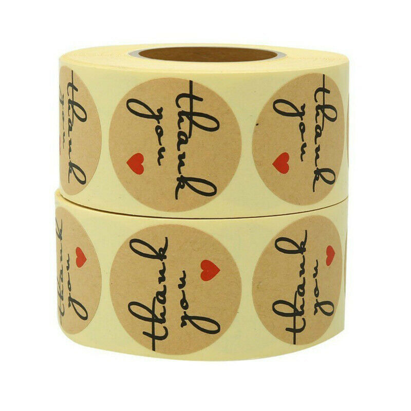 500pcs kraft paper thank you stickers with red heart s handmade labels st.l8