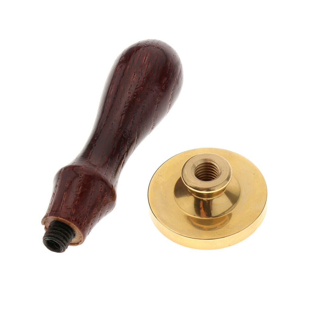 Exquisite Copper Sealing Wax Seal Stamp Wood Handle Patternless 04