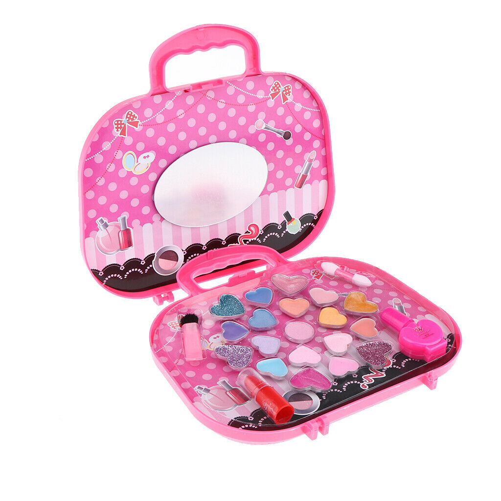 Princess Girl Make Up Play Set Pink Suitcase Cosmetic Beauty Set for Kids Role