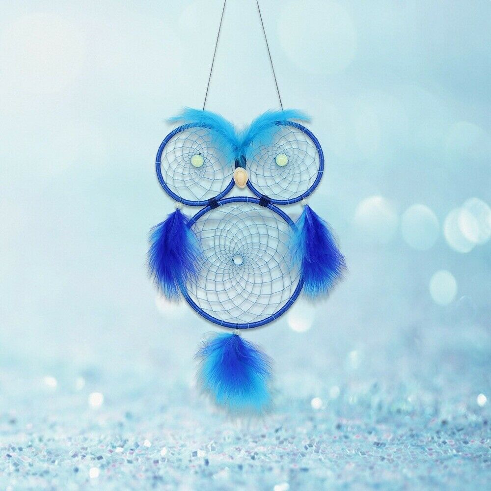 Dream Catcher Owl Luminous Glow In Dark Feather Wall Hanging Decoration Pendant