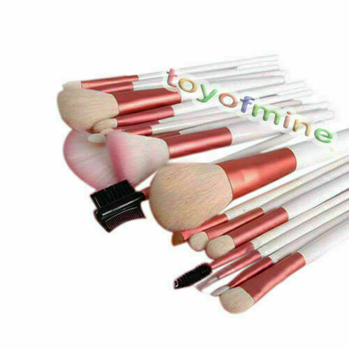 18 PCS Eyeshadow Brusher Makeup Brush Set Kit Case Pink