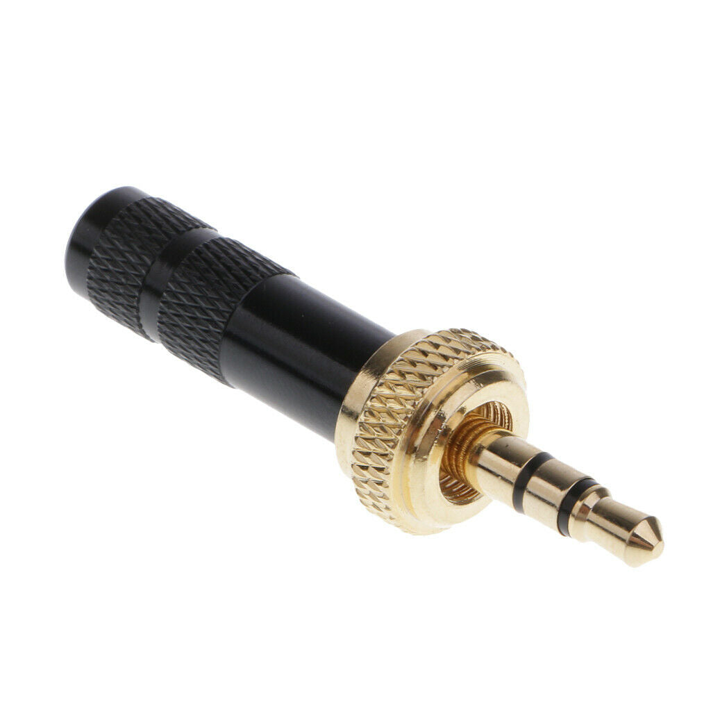 3.5mm Screw Lock Stereo Jack Male Plug Metal Audio Solder Adapter black