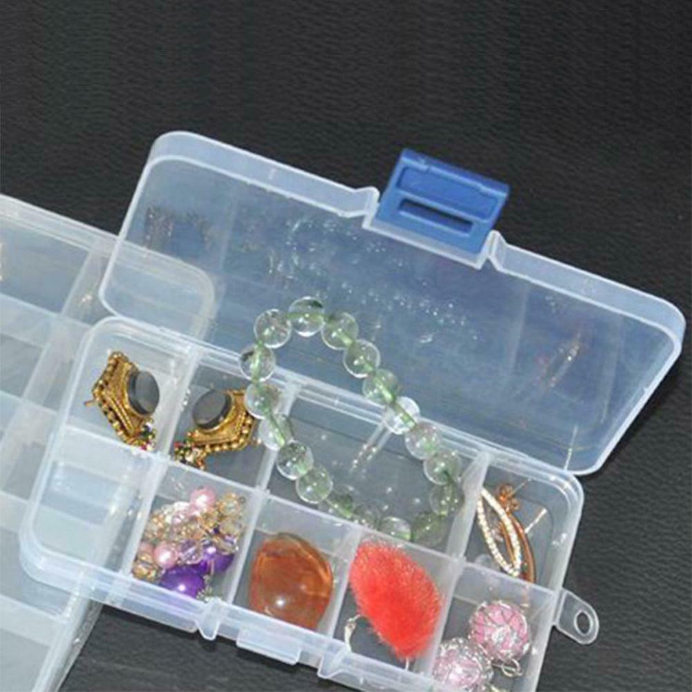 10plaids Detachable Storage Boxes Plastic Transparent Makeup Jewelry Box @