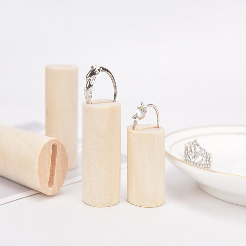 5 Pcs Wooden Ring Jewelry Display Rack Organizer Stand Cone Shape Ring Holder