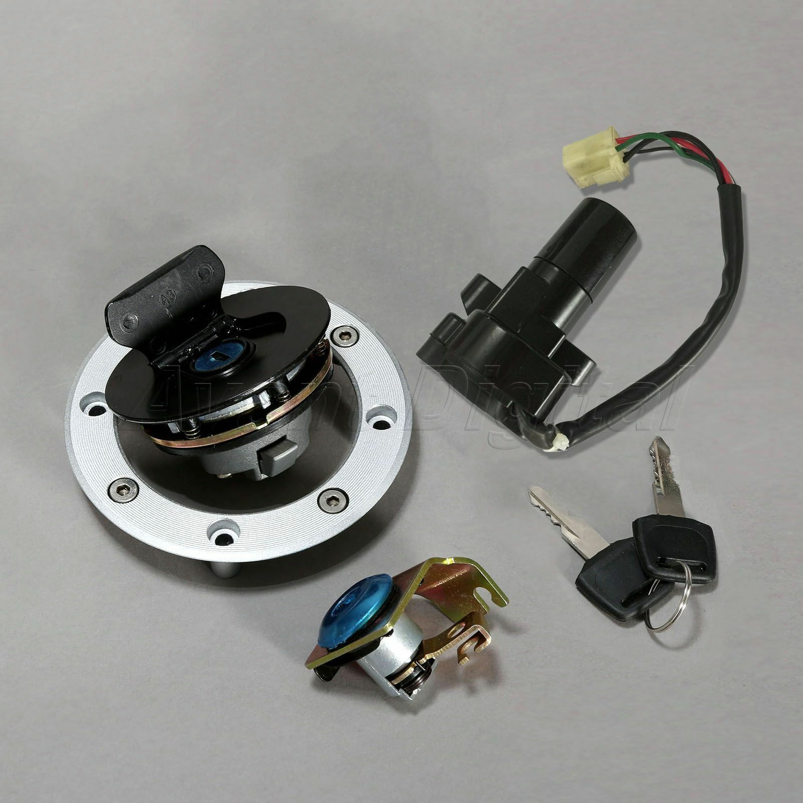 Motorcycle Ignition Switch Fuel Gas Cap Seat Lock Key Set for Suzuki GS500 2008