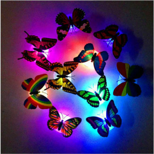 1x Color Changing Butterfly LED Night Light Lamp Home Room Party Desk Wall Decor