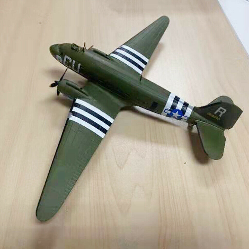 1:100 Scale WWII C47 Transport Metal Aircraft w/ Dispaly Stand Office Decor Gift