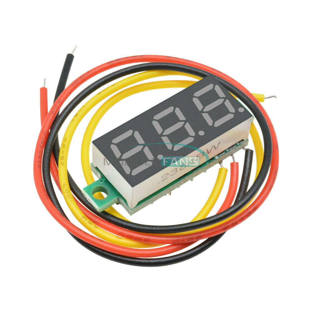 Blue 0.28" LED DC 0-100V Voltmeter Digital Display Voltage 3-wire 12V 24V