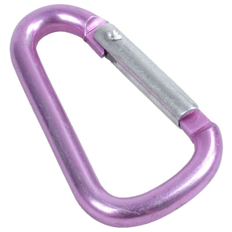 Pink aluminum alloy D-shape sp-loaded gate closure carabiner T7V7