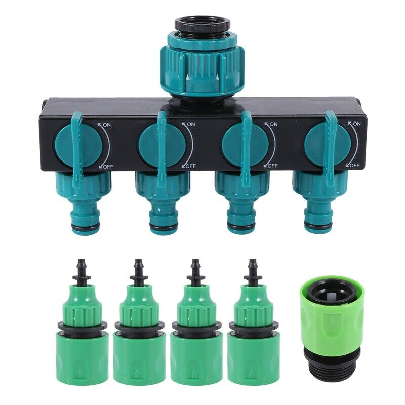 Garden Irrigation 4-Way Tap Hose Splitter Garden Drip 4/7 Or 8/11 Hose FittingK4