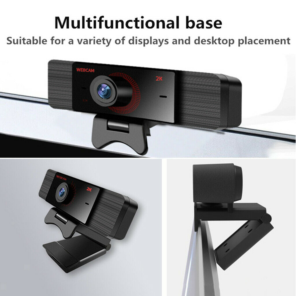 2K USB 2.0 Webcam with Mic for Video Calling Conference Gaming PC Computer