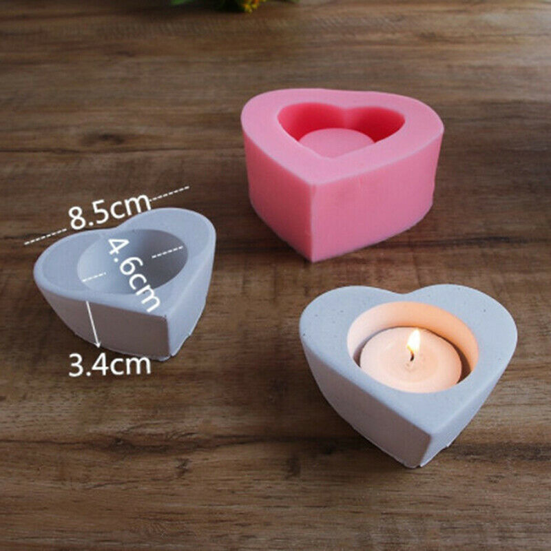 Handmade Diy Candle Mold Candlestick Cement Concrete Heart-shaped Silicone MBDA