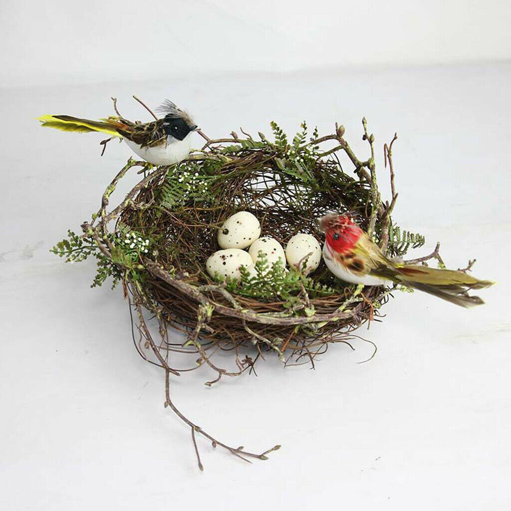 12Pieces Perched Woodland Birds Artificial Feather bird Ornaments Colorful