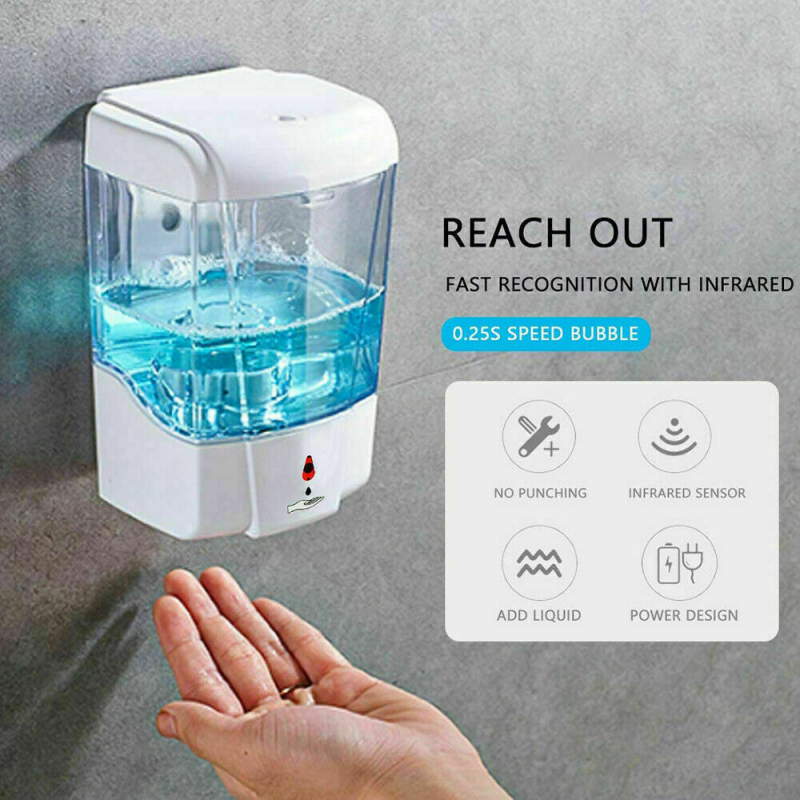 700Ml Automatic Liquid Soap Alcohol Disinfectant Dispenser Hand-Free Sensor Wall