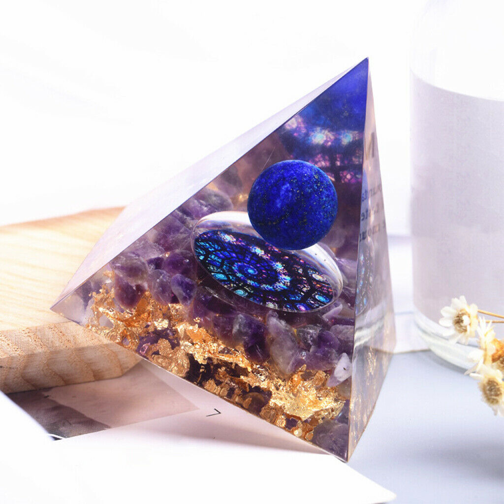 Crystal Decorative Pyramid Energy Good Luck Yoga Amethyst Home Ornament