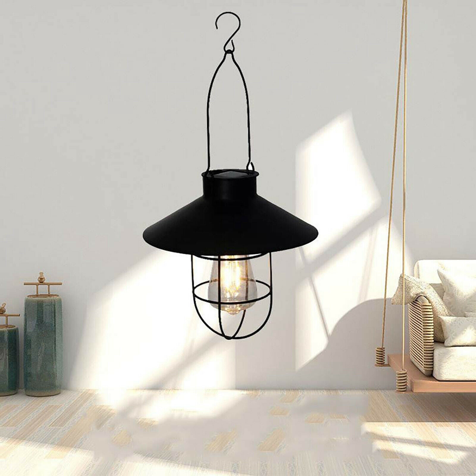 Solar Lamp Outdoor Metal Decorative for Yard Lawn Tree Villa Terrace Black