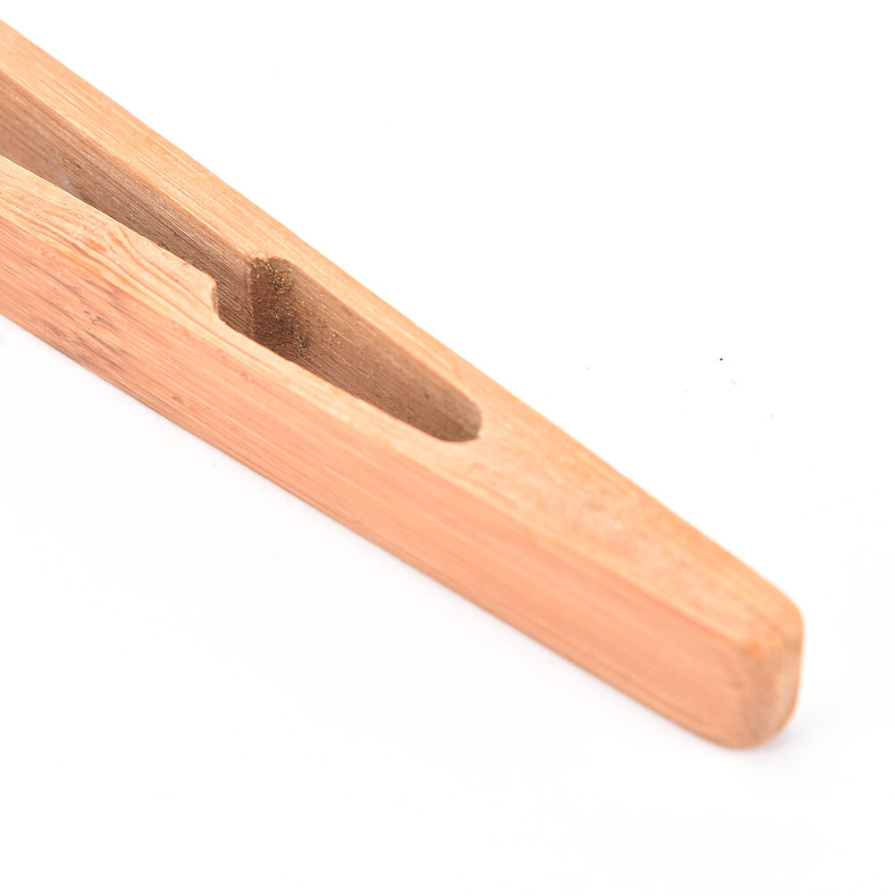 Practical Textured Bamboo Kongfu Tea Utensil Tweezers 14.5cm Wood Color B Tt