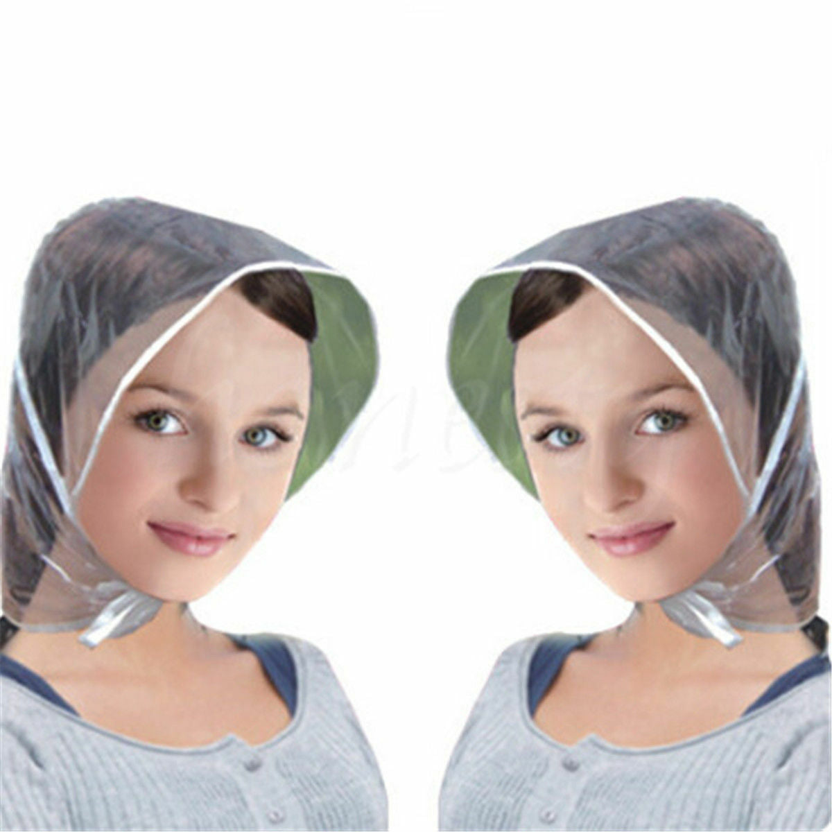 1pc Reusable Waterproof Plastic Rain Wind Hat Transparent Hair Bonnet Cap Hood